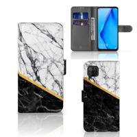 Huawei P40 Lite | Bookcase | Marmer Wit Zwart - Origineel Cadeau Man