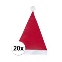 Kerstmuts - 20x - rood - volwassenen - polyester - 59 cm - kerstaccessoires