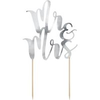 Bruidstaart decoratie topper Mr & Mrs zilver 25 cm - thumbnail