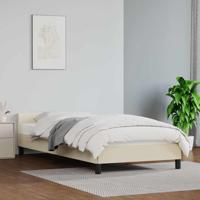 Bedframe met hoofdeinde zonder matras 90x190 cm crèmekleurig