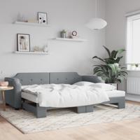 Slaapbank met onderschuifbed 90x200 cm stof lichtgrijs