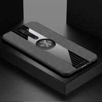 Voor OPPO Reno 2 XINLI stiksels doek Textue schokbestendig TPU beschermhoes met ring houder (grijs)