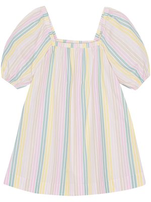 GANNI robe courte en coton à rayures - Rose
