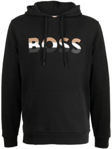 BOSS Hoodie met logoprint - Zwart