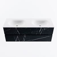 MONDIAZ VICA 130cm badmeubel onderkast Marquina 2 lades. Wastafel MOON dubbel 2 kraangaten, kleur Talc.