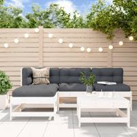 5-delige Loungeset massief grenenhout wit