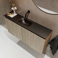 Mondiaz Ture 100cm toiletmeubel light brown grey met wastafel urban midden geen kraangat