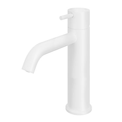 Hotbath Cobber middelhoge wastafelkraan met gebogen uitloop zonder waste mat wit CB003MCWH