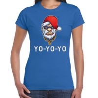 Gangster / rapper Santa fout Kerstshirt / outfit blauw voor dames