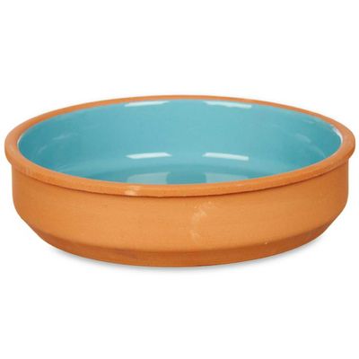 Set 4x tapas/creme brulee serveer schaaltjes terracotta/blauw 16x4 cm