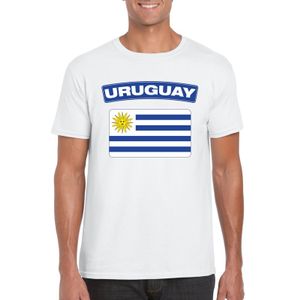 T-shirt met Uruguayaanse vlag wit heren