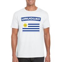 T-shirt met Uruguayaanse vlag wit heren - thumbnail