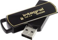 Integral 64GB Secure 360 Encrypted USB 3.0 USB flash drive USB Type-A 3.2 Gen 1 (3.1 Gen 1) Zwart, Goud - thumbnail