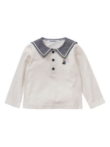 Familiar polo à broderies - Blanc