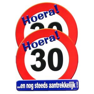 2x stuks hulde stopbord 30 jaar verjaardags cadeau/versiering