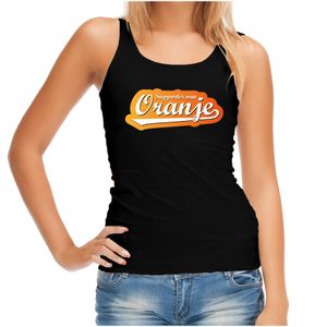 Zwarte tanktop supporter van oranje Holland / Nederland fan EK/ WK voor dames