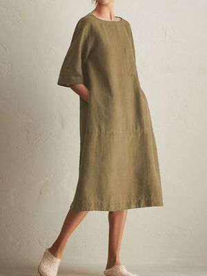 Round Neck Half Sleeve Weaving Dress