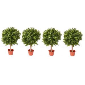 4x Buxus bol kunstplanten op stam in pot 35 cm