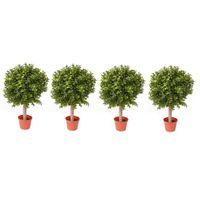 4x Buxus bol kunstplanten op stam in pot 35 cm - thumbnail