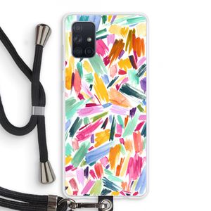Watercolor Brushstrokes: Samsung Galaxy A71 Transparant Hoesje met koord