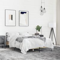Bedframe bewerkt hout metaal sonoma eikenkleurig 90x190 cm