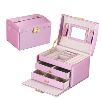 Eenvoudige draagbare sieraden doos oorbellen ring opslagconsolidatie doos met lades grootte: 17 5 x 14 x 13cm (violet)
