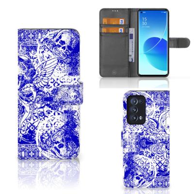 Telefoonhoesje met Naam OPPO Reno 6 Pro Plus 5G Angel Skull Blauw