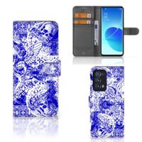 Telefoonhoesje met Naam OPPO Reno 6 Pro Plus 5G Angel Skull Blauw