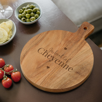 Borrelplank graveren - Teak - M