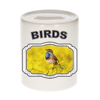 Dieren blauwborst vogel spaarpot - birds/ vogels spaarpotten kinderen 9 cm - thumbnail