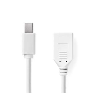 Nedis Mini DisplayPort-Kabel | DisplayPort 1.2 | Mini-DisplayPort Male | DisplayPort Female | 21.6 Gbps | Vernikkeld | 0.20 m | Rond | PVC | Wit |