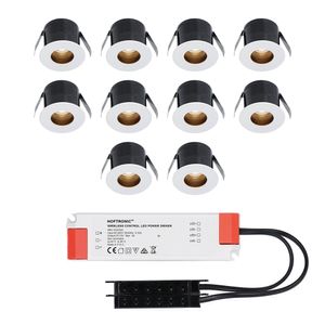 10x Olivia - Mini 12V LED inbouwspot wit met trafo - Verzonken - 3 Watt - Niet dimbaar - IP44 waterdicht voor buiten - 2700K Warm wit - Lage inbouwdi