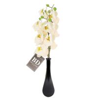 Kunstbloem Orchidee Bora - 2x - wit - 58 cm - losse steel - kunst zijdebloem - Phalaenopsis