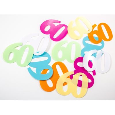 24x Mega confetti 60 jaar gekleurd
