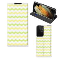 Samsung Galaxy S21 Ultra | Hoesje met Magneet | Waves Yellow