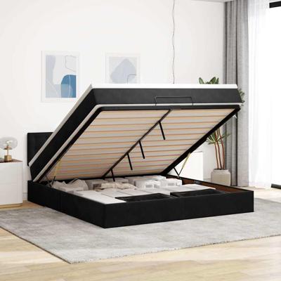 Ottoman bed met matras 160x200cm fluweel zwart