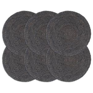VidaXL Placemats 6 st rond 38 cm jute donkergrijs