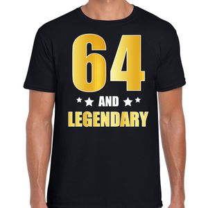 64 and legendary verjaardag cadeau t-shirt goud 64 jaar zwart voor heren