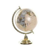 Atmosphera Decoratie wereldbol / globe - beige / goud - 23 x 20 x 33 cm - topografie