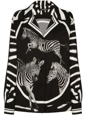 Dolce & Gabbana chemise en soie à imprimé zébré - Noir