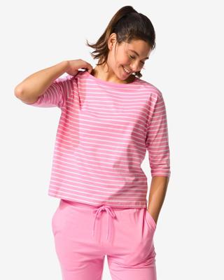 HEMA Damespyjamatop jersey strepen roze (roze)