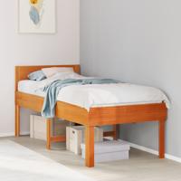 Bedframe zonder matras massief grenenhout wasbruin 75x190 cm