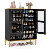 7-laags Schoenenkast Met Gaasdeuren Moderne Houten Schoenenkast Met Verstelbare Planken En Metalen Poten