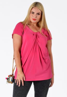 Yoek Shirt wide drape neck | Roze | Maat XL