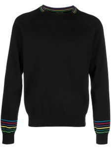 PS Paul Smith pull en coton biologique à détail rayé - Noir