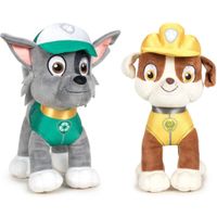 Paw Patrol knuffels set van 2x karakters Rocky en Rubble 27 cm - thumbnail