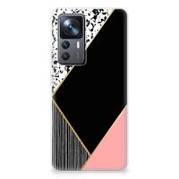 Xiaomi 12T | 12T Pro | TPU Hoesje | Zwart Roze Vormen