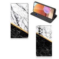 Samsung Galaxy A32 4G | A32 5G Enterprise Editie | Standcase | Marmer Wit Zwart - Origineel Cadeau Man