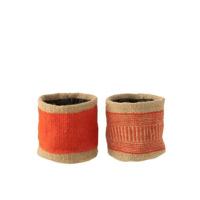 J-Line mand Rond Met Handvaten - jute - naturel|oranje