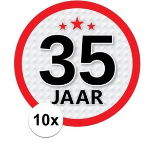 10x 35 Jaar leeftijd stickers rond verjaardag versiering   -